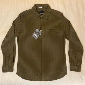 Insight collared striped army green long sleeve w/ pen pocket sz M